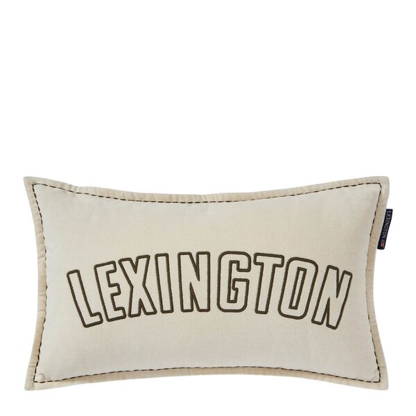 Lexington Text Logo fløyel putetrekk 50x30 cm lys beige/oliven