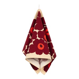 Marimekko Pieni Unikko kjøkkenhåndkle 43x70 cm vanilje/vinrød/rød