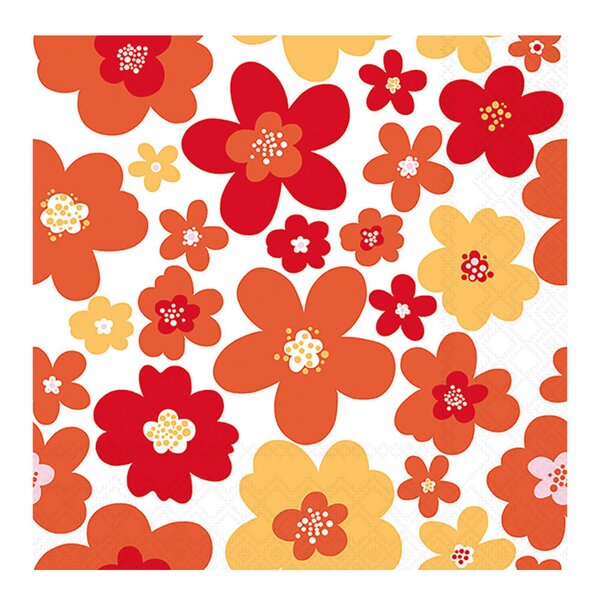 Ambiente Serviett 33x33 cm 20 stk Flower Power rød