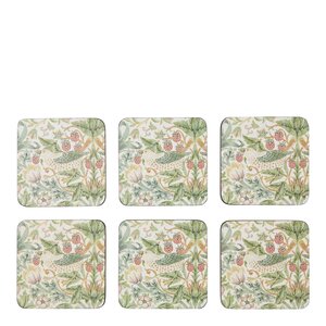 Spode Strawberry Thief glassunderlag 6 stk grønn