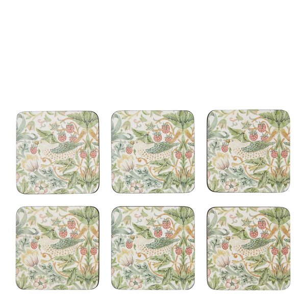 Spode - Strawberry Thief glassunderlag 6 stk grønn