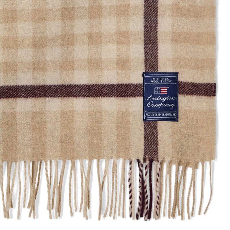 Lexington Rutete pledd ull 130x170 cm beige/fig