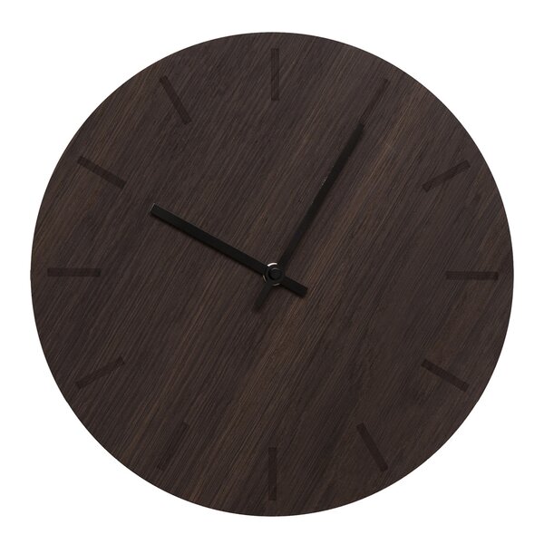 Hemverk Dark Oak veggklokke 28 cm mørk eik m/svart viser