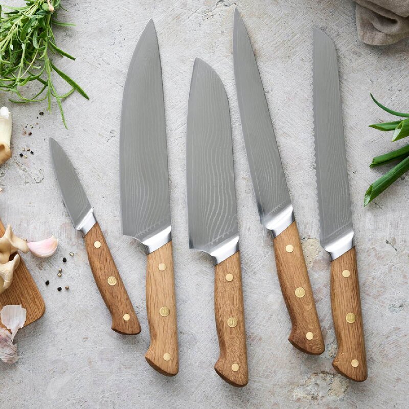 Pillivuyt Gourmet Douron urtekniv 21 cm damaskusstål/eik