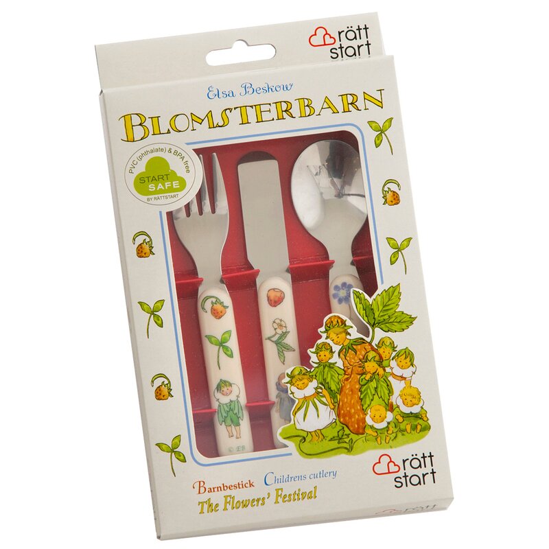 Rätt Start Elsa Beskow barnebestikk 3 deer Blomsterbarn