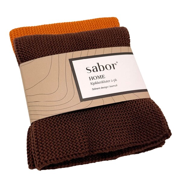 Sabor Home kjøkkenklut 25x25 cm 2 stk brun/oransje