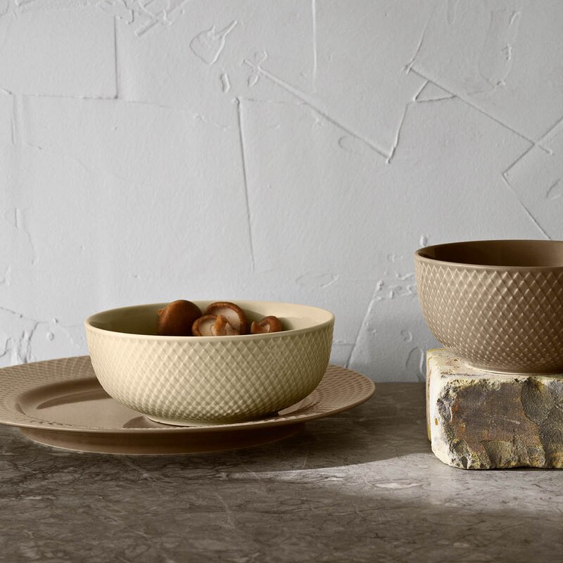 Lyngby Porcelæn Rhombe Earth middagstallerken 27 cm clay