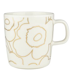 Marimekko Piirto Unikko krus 40 cl hvit/gull