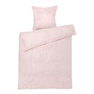 Juna Monochrome Lines sengetøy 140x200 cm rosa/hvit