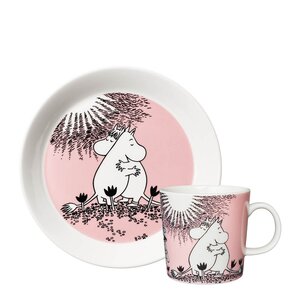 MoominArabia Mummi servisesett kopp og asjett Kjærlighet rosa