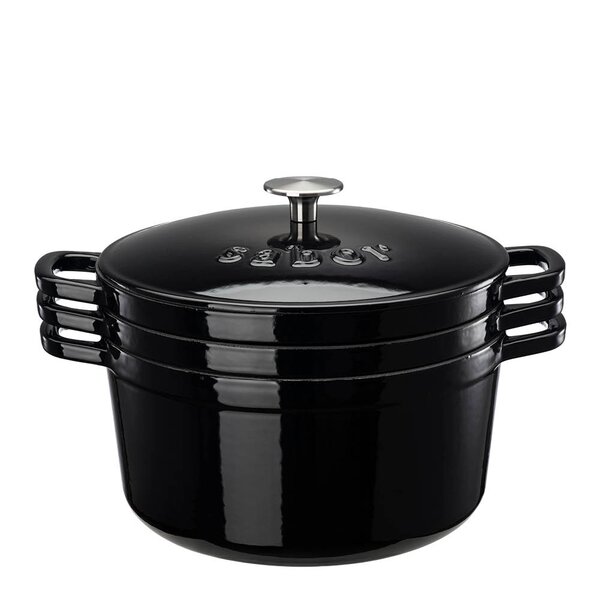 Sabor Classic støpejernsgrytesett 3 stk 1,6L + 3L + 4,9L svart