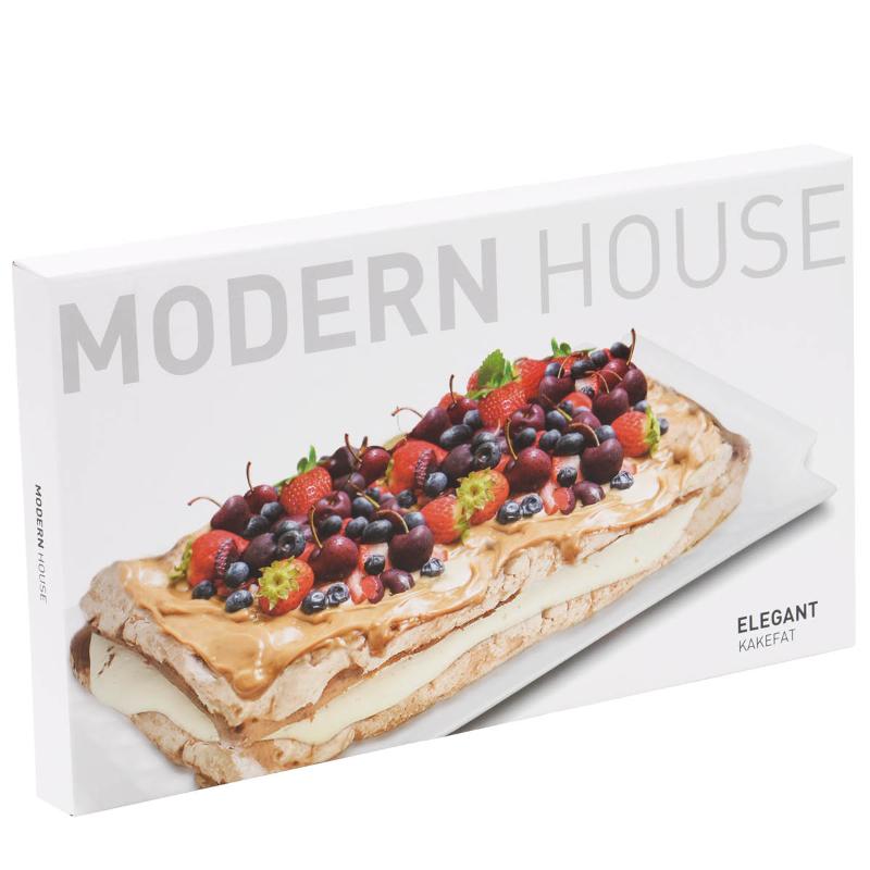 Modern House Elegant kakefat 41x23,5 cm hvit