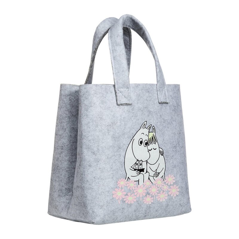 Moomin Mummi handlenett 14x25x26 cm sammen grå