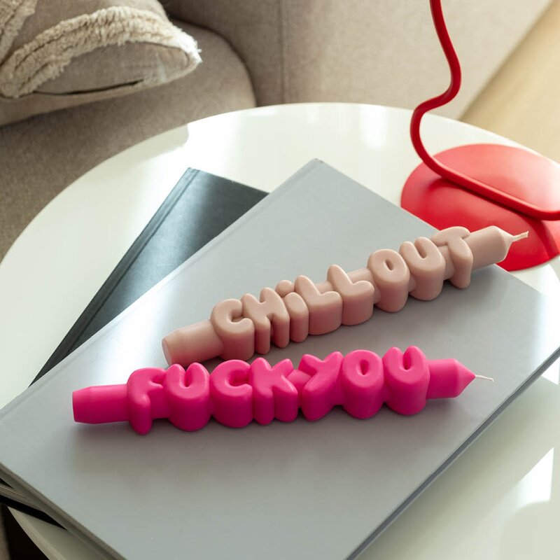 CandleHand 3D kronelys 23 cm 2 stk BOLD rosa/krem