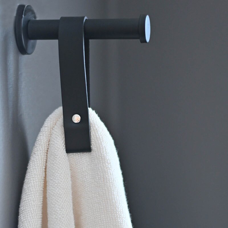Nordan Home Magnetisk håndkleholder i skinn large 11x2 cm svart