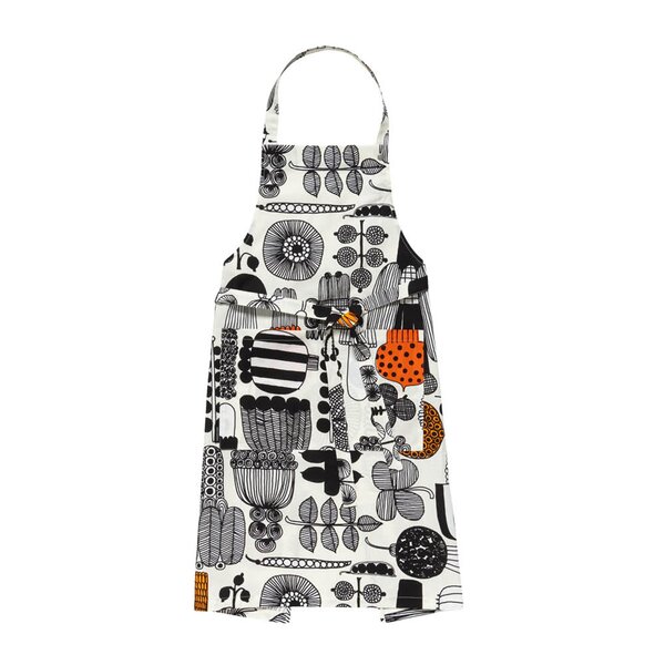 Marimekko Puutarhurin Parhaat forkle 85 cm hvit/svart/oransje