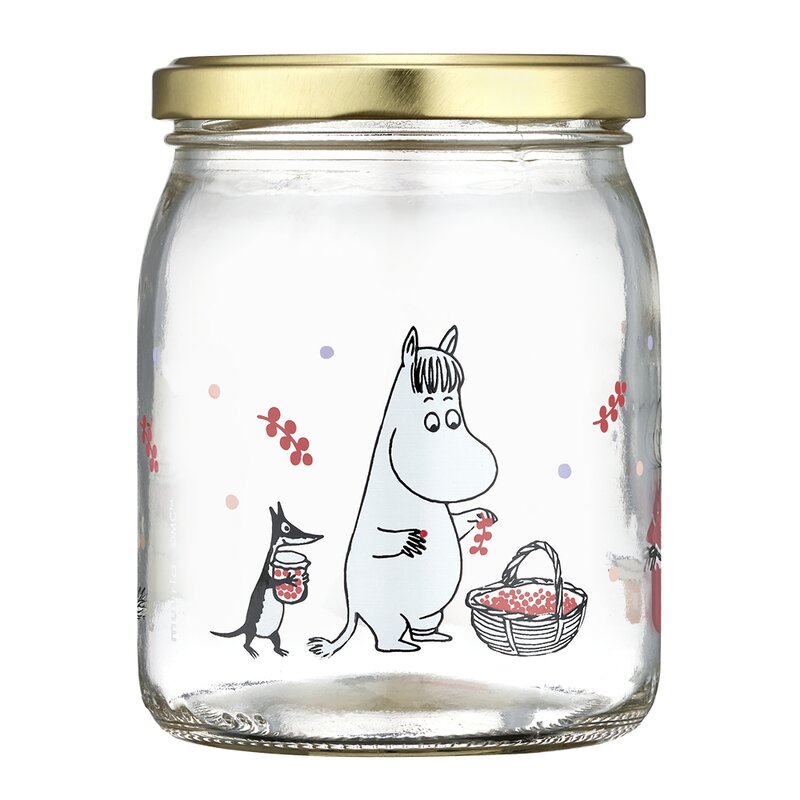 Muurla Mummi glasskrukke og 4 klistremerker 0,5L bær