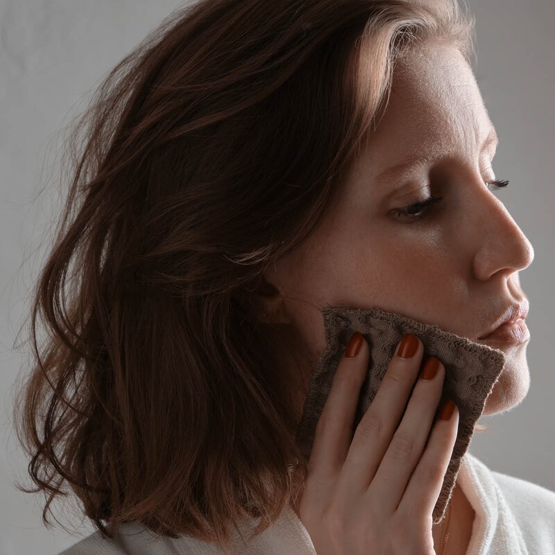 The Organic Company Big Waffle vaskbare sminkefjernepads 8x8 cm 4 stk clay