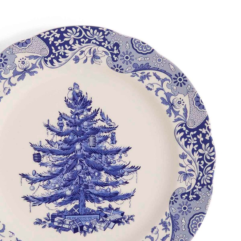 Spode Blue Italian Christmas Tree dekketallerken 31 cm blå/hvit