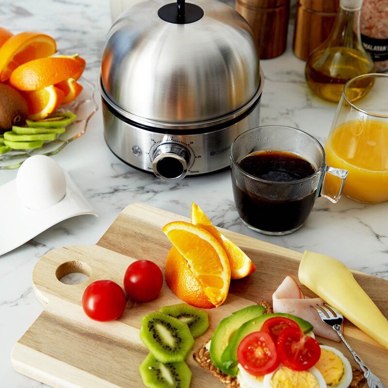 CHAMPION Eggekoker med timer 7 egg EB600 rustfritt stål