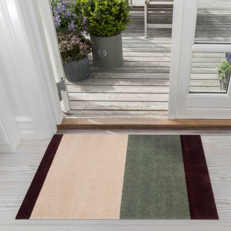 Tica Copenhagen Stripes horisontal gulvmatte 90x60 cm bordeaux/green/ivory