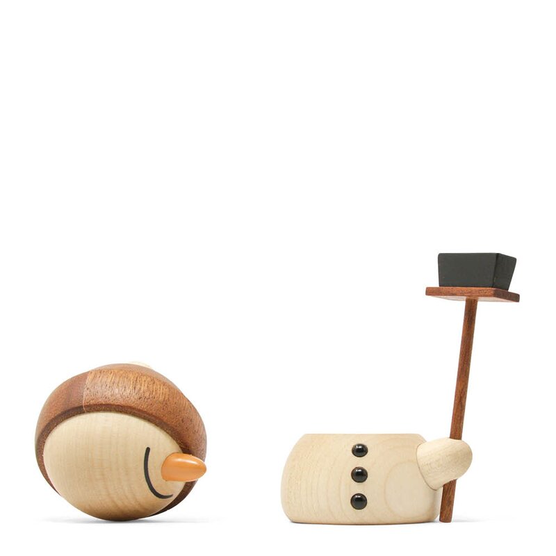 FableWood Flurry snømann trefigur 8 cm sapele/lønn