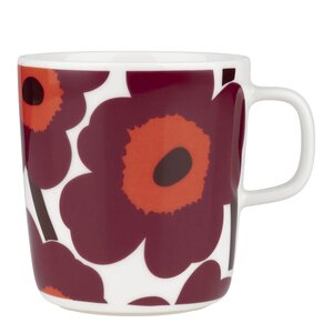 Marimekko Unikko krus 40 cl hvit/burgunder/rød