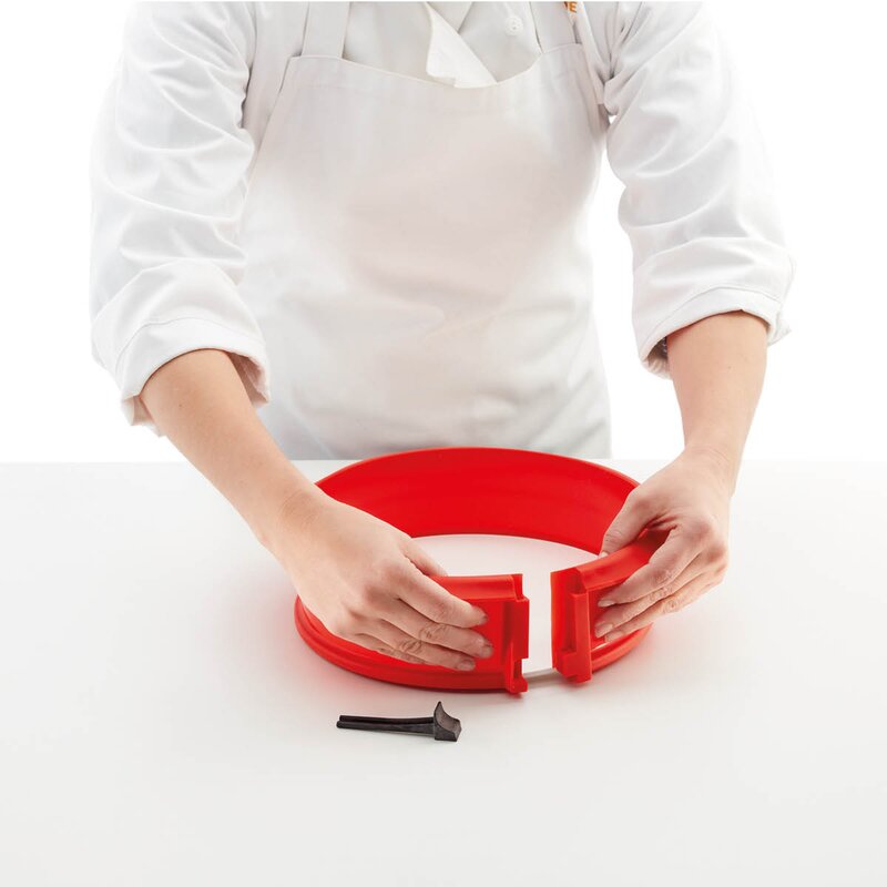 Lékué Springform i silikon med fat 23 cm 2,5 L rød/hvit