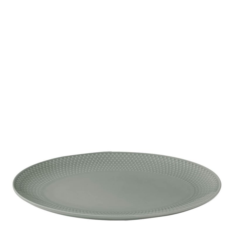 Lyngby Porcelæn Rhombe Earth ovalt serveringsfat 28,5x21,5 cm moss