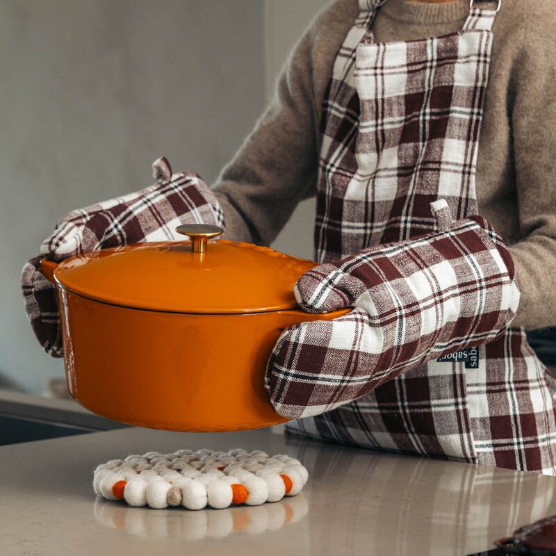 Sabor Home grillvott 2 stk bomull burgunder/beige/svart