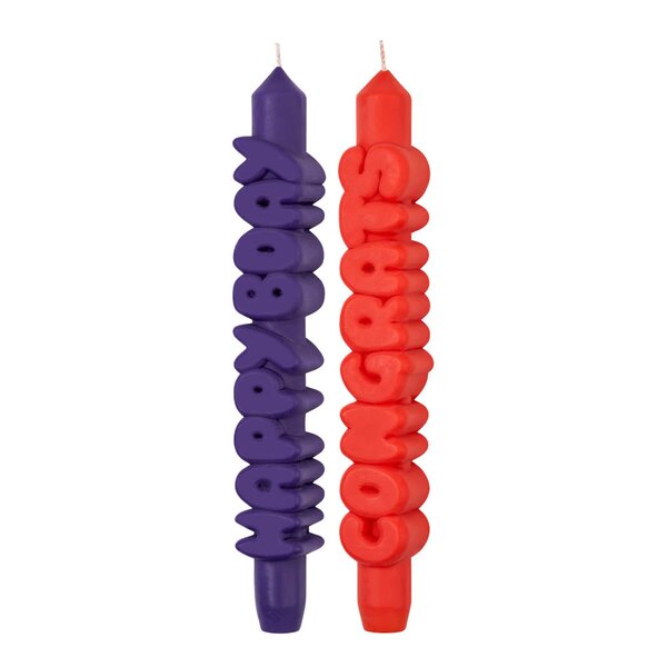 CandleHand 3D kronelys 23 cm 2 stk B-DAY indigo/oransje