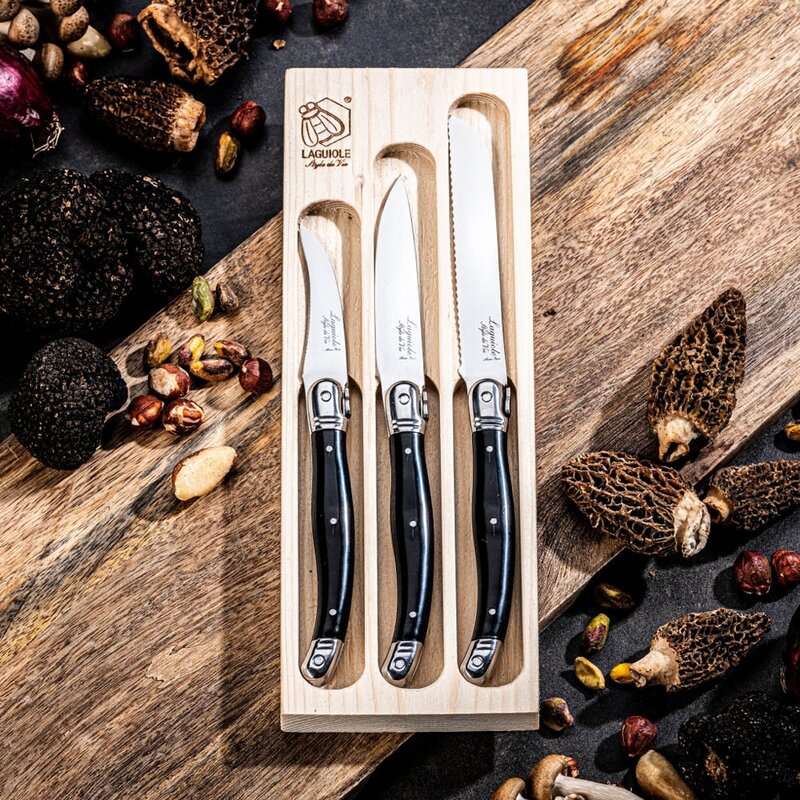Laguiole Style de Vie Knivsett 3 deler svart