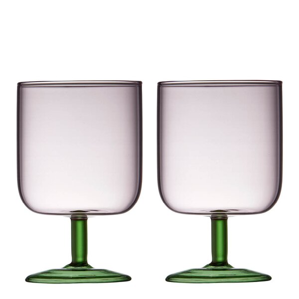 Lyngby Glas Torino vinglass 30 cl 2 stk rosa/grønn