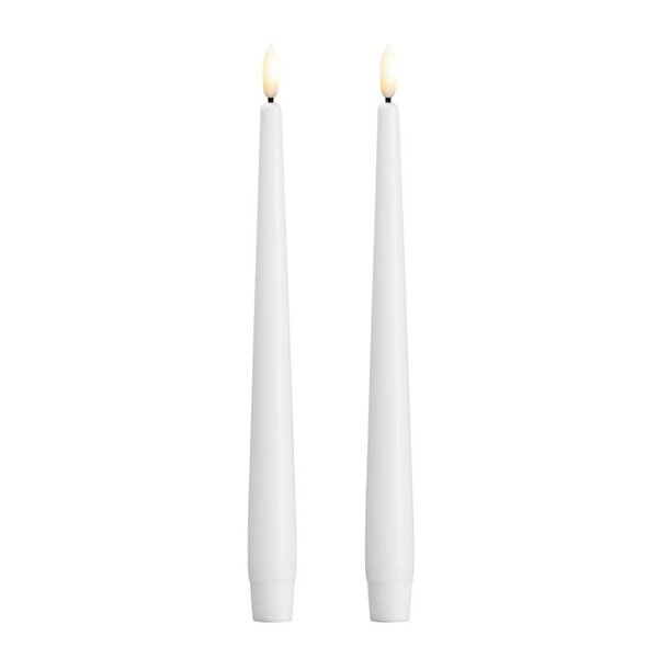 Moods & More Kronelys LED 2,3x25 cm 2 stk silk hvit