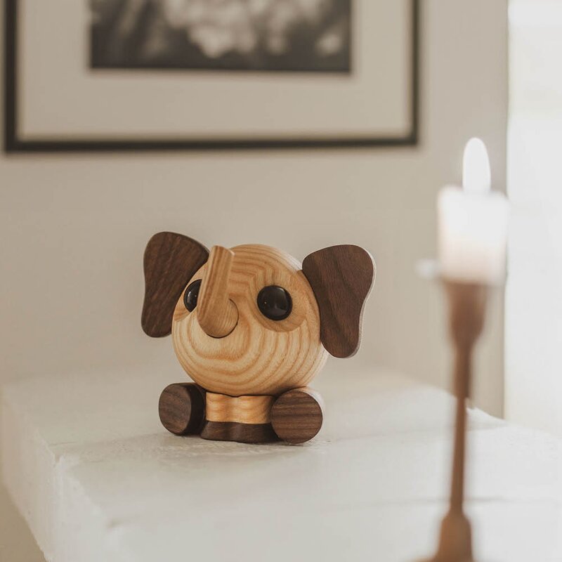 FableWood Flora elefant trefigur 10 cm valnøtt/ask