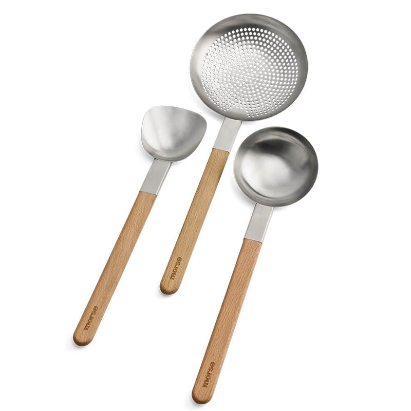 Morsø Vulcano wok redskap skje 40 cm stål/eik