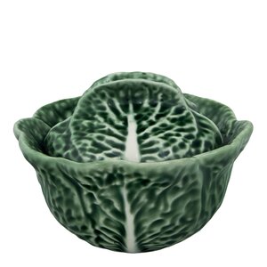 Bordallo Pinheiro Cabbage skål m/lokk 13,5 cm kål grønn