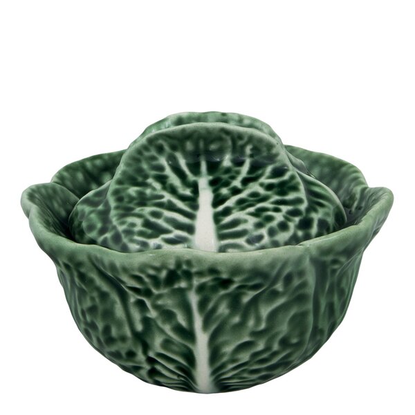Bordallo Pinheiro Cabbage skål m/lokk 13,5 cm kål grønn