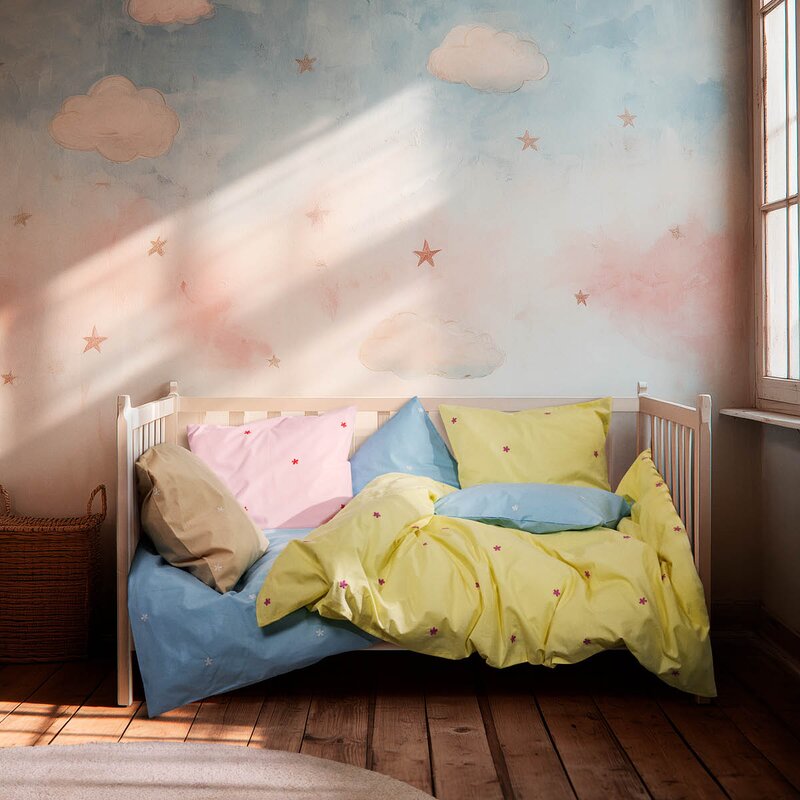 Juna Daisy sengetøy baby 70x100 cm lys blå