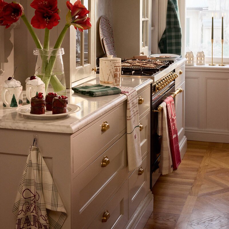 Lexington Original kjøkkenhåndkle Happy Holiday 50x70 cm hvit/grønn