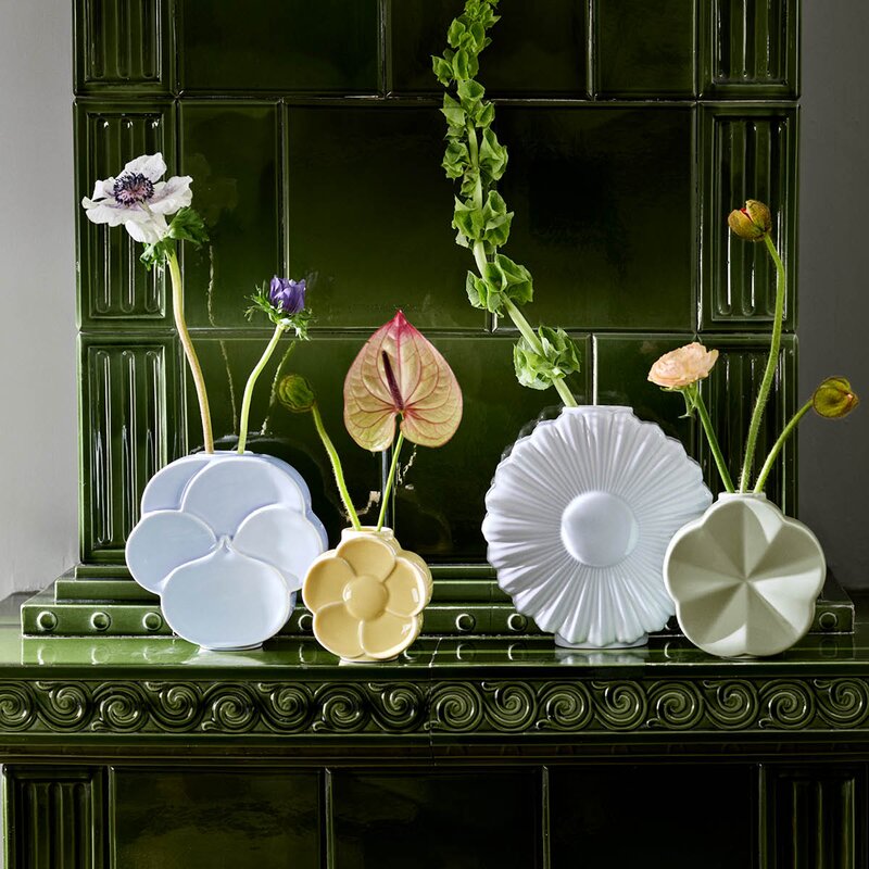 Lyngby Porcelæn Flower vase åkervindel 14 cm grønn