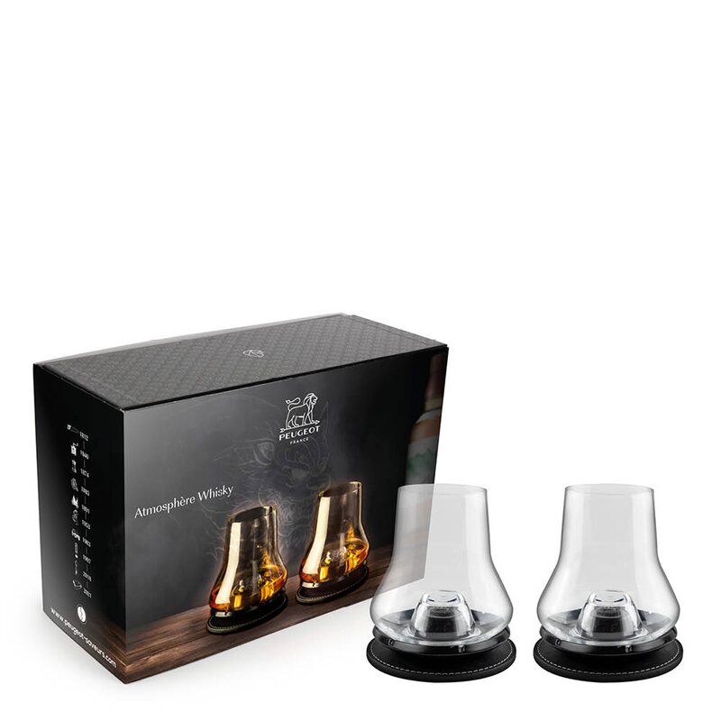 Peugeot Atmosphére whisky smakingssett 4 deler svart/klar