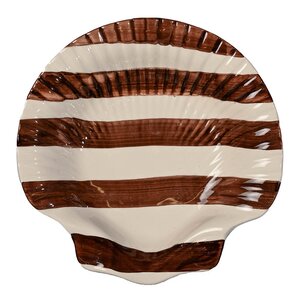 ByOn Armona serveringsfat 23,5 cm striper mørk brun/hvit