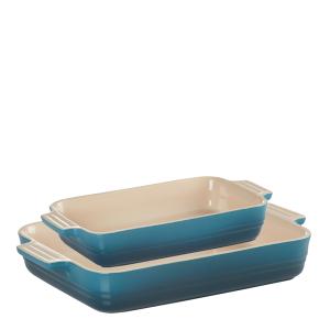 Le Creuset Ildfast formsett stentøy 25+32 cm deep teal