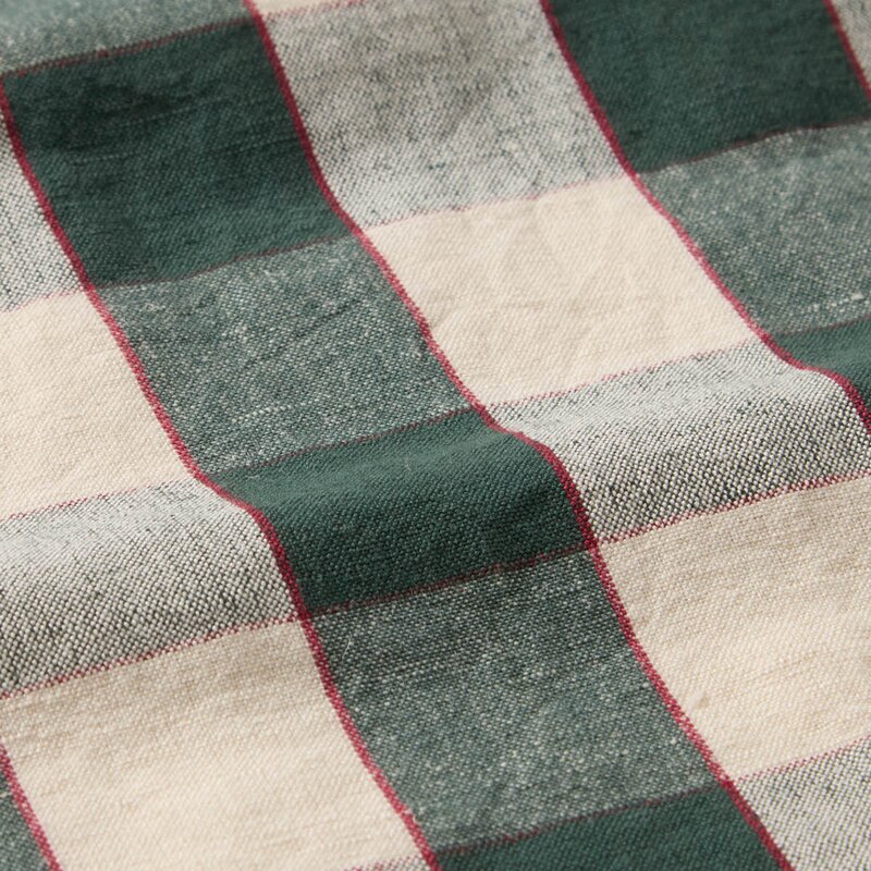Lexington Rutete kjøkkenhåndkle i lin/bomull 50x70 cm grønn/lysbeige/rø