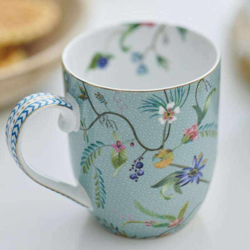 Pip Studio Jolie Flowers krus liten 20 cl 2 stk lyseblå