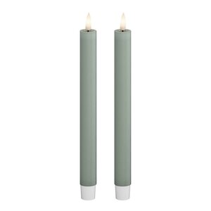 DeluxeHomeart LED kronelys 2,2 x 24 cm 2 stk salvie grønn