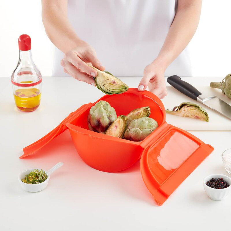 Lékué Dyp dampkoker for mikrobølgeovn 3–4 porsjoner rød