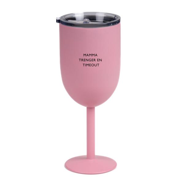 Pictureit Vinglass termo MAMMA TRENGER EN TIMEOUT 35 cl lys rosa 