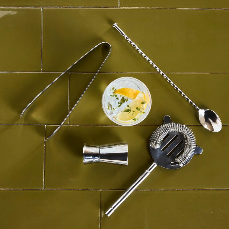 House Doctor Kett bartilbehør med 4 deler sølvfinish